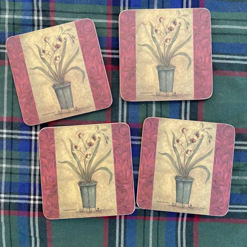 Set of 4 Pimpernel Coasters Cork‎ Backed, Excellent Condition!